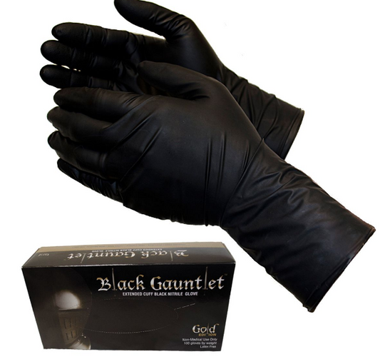 ShuBee® Black Gauntlet® Gold Edition Black Nitrile Gloves